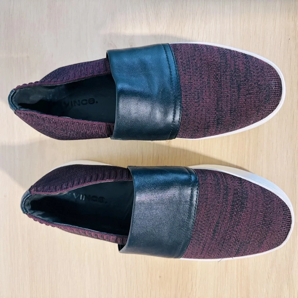 Vince Ward Women’s‎ Platform Slip-On Stylish Black and Burgundy Sneakers